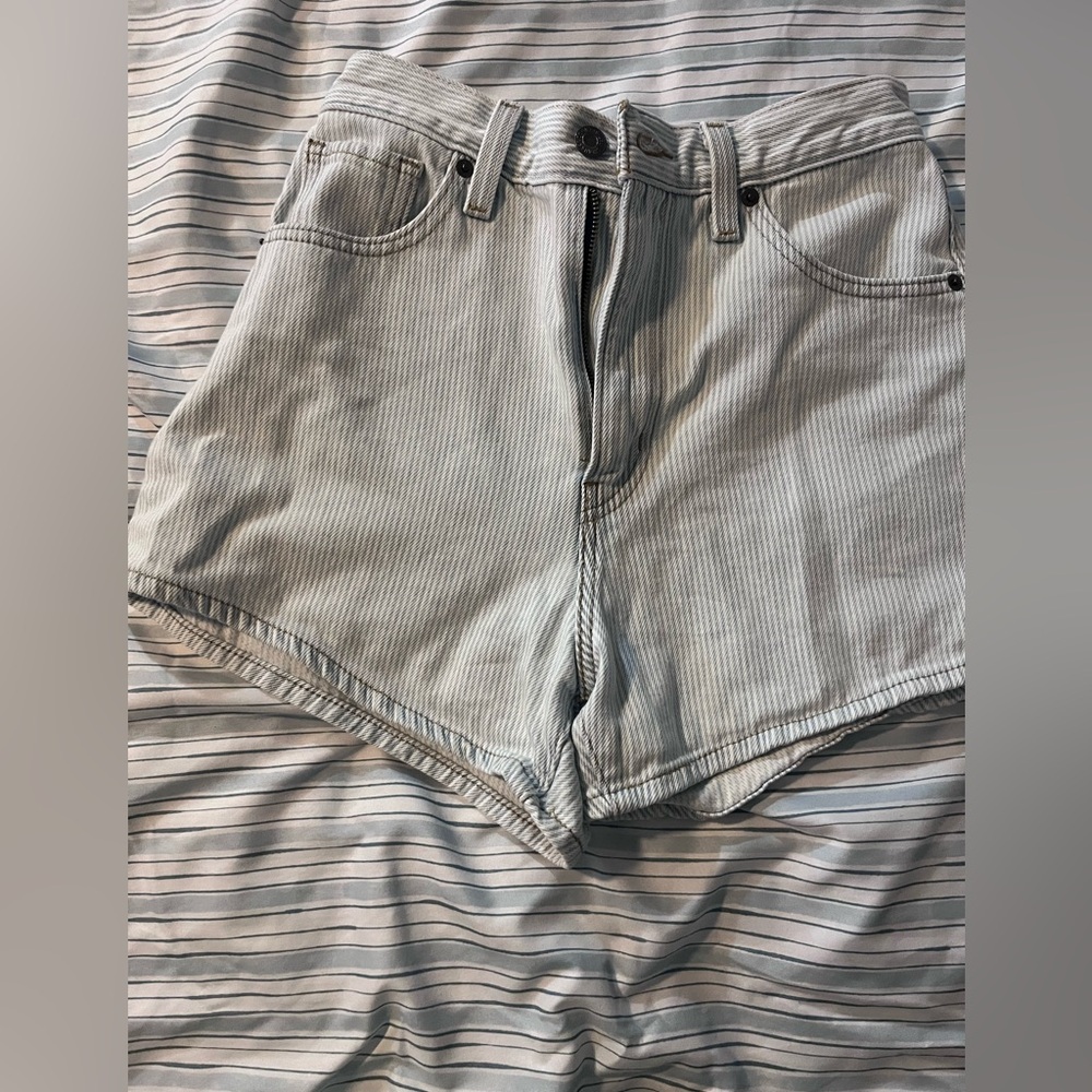 Levi's Gray Striped Denim Shorts